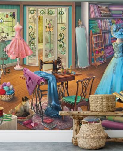 fargerik haberdashery tapet