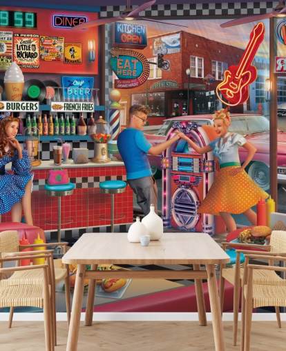 bunte Diner-Tapete
