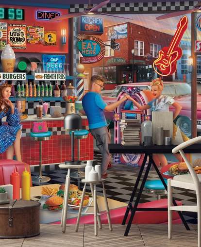 papel pintado colorido diner