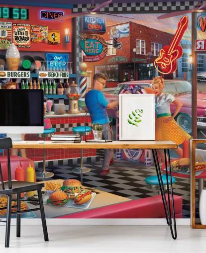 kleurrijk diner behang