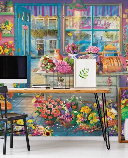 inside flower shop wallpaper