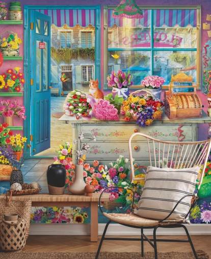 papier peint intérieur de magasin de fleurs