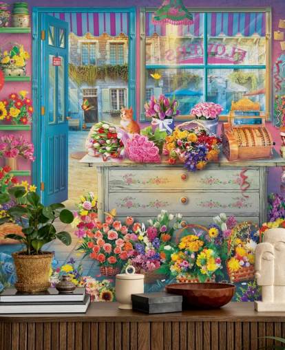 binnen bloemenwinkel behang