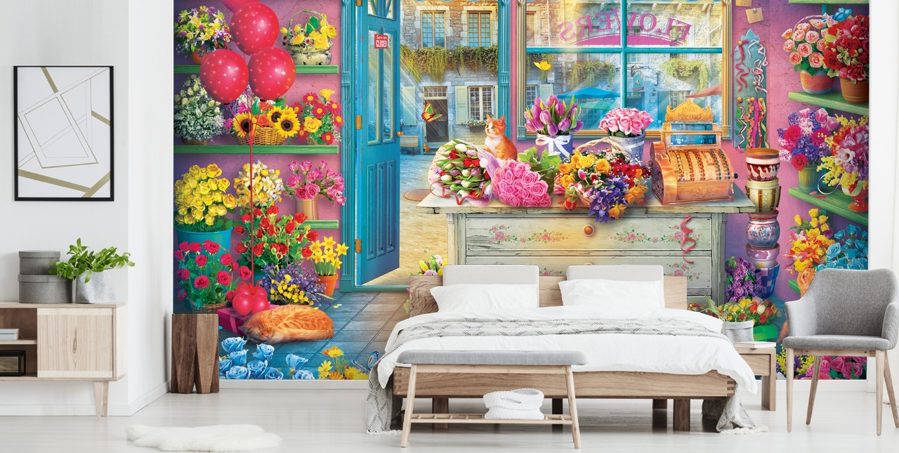 binnen bloemenwinkel behang