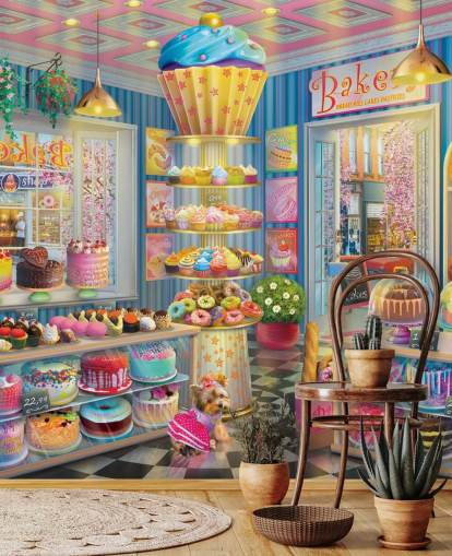 tasty cupcake store wallpaper