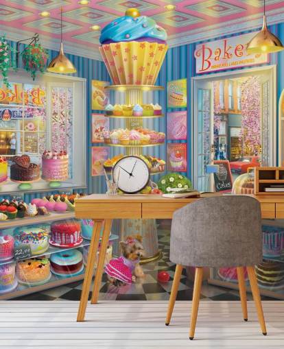 tasty cupcake store wallpaper