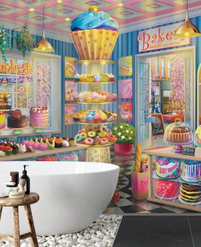 välsmakande cupcake butik tapet