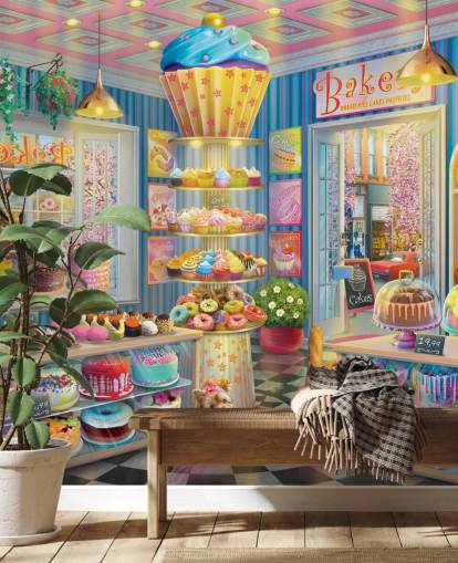 tasty cupcake store wallpaper