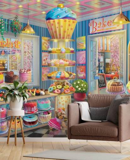 tasty cupcake store wallpaper