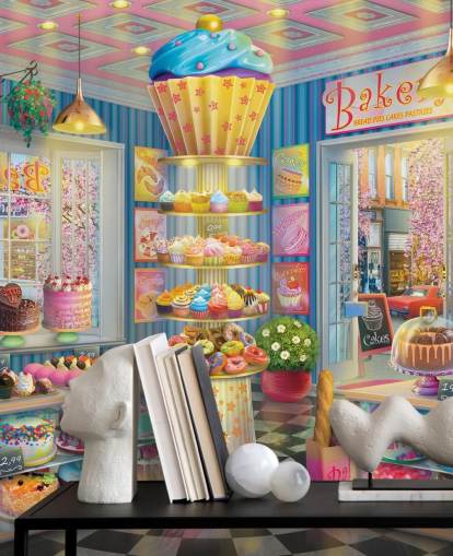 tasty cupcake store wallpaper