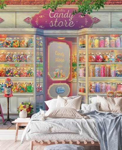 papier peint assez vieux magasin de bonbons