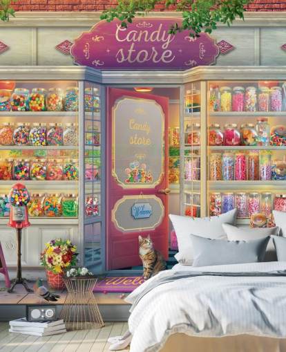 pretty old sweet shop wallpaper