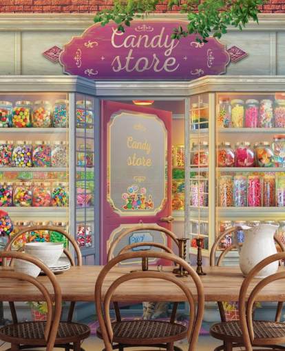pretty old sweet shop wallpaper