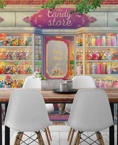 pretty old sweet shop wallpaper