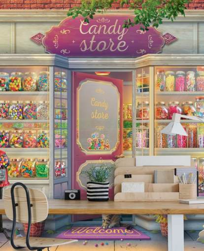 pretty old sweet shop wallpaper
