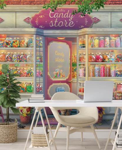 pretty old sweet shop wallpaper