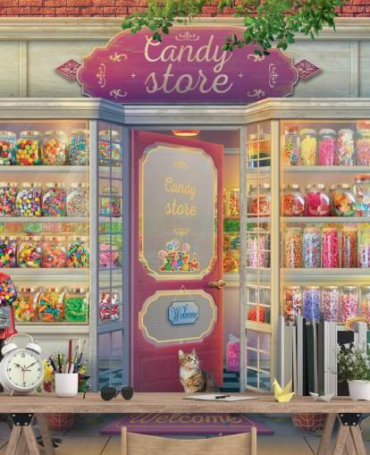 pretty old sweet shop wallpaper