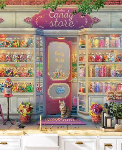 pretty old sweet shop wallpaper