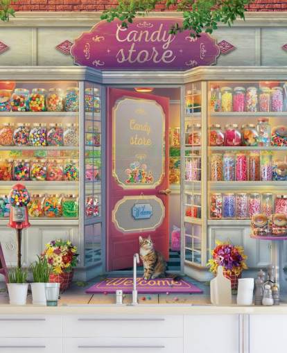 pretty old sweet shop wallpaper