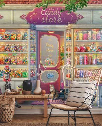 papier peint assez vieux magasin de bonbons