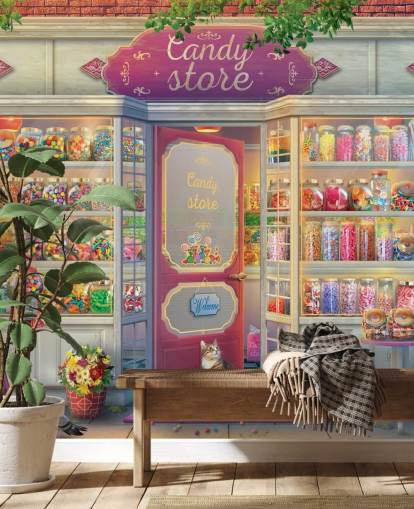 papier peint assez vieux magasin de bonbons