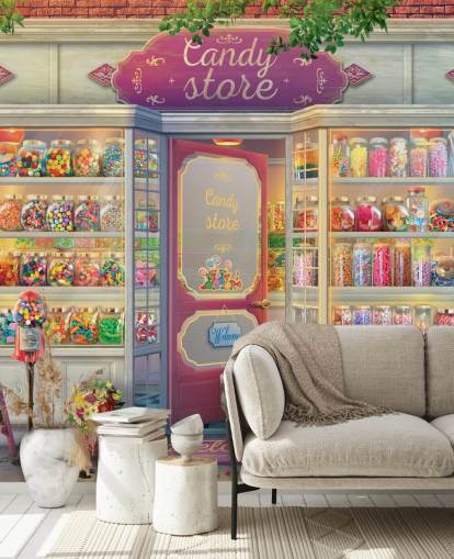 papier peint assez vieux magasin de bonbons