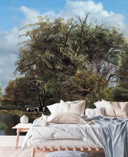 papel pintado rueda de agua en campo inglés