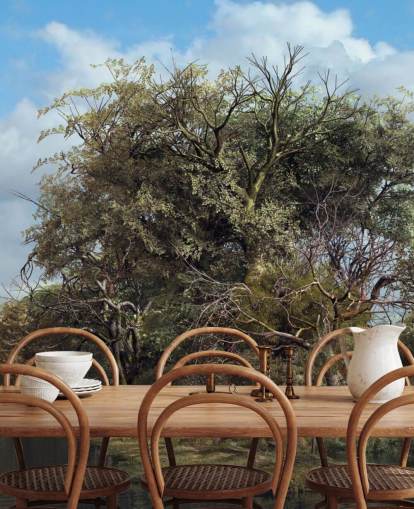 water wheel in english countryside wallpaper