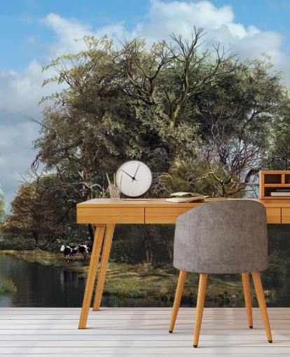 papel pintado rueda de agua en campo inglés