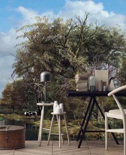 roda de água no campo inglês papel de parede