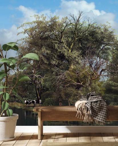 papel pintado rueda de agua en campo inglés