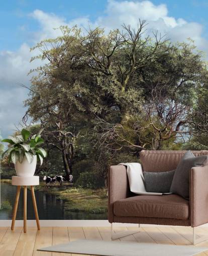 papel pintado rueda de agua en campo inglés