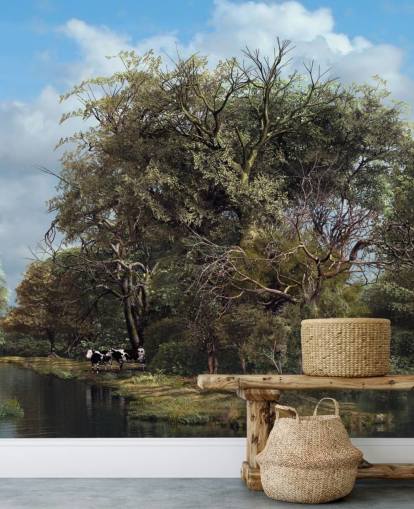 roue à eau dans le papier peint de campagne anglaise