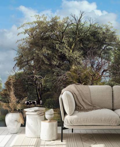 roue à eau dans le papier peint de campagne anglaise