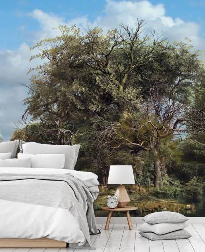 water wheel in english countryside wallpaper