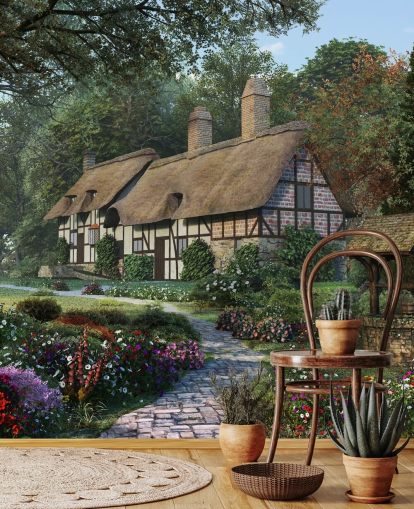 bonito papel pintado con techo de paja y jardín bonito papel pintado con techo de paja y jardín