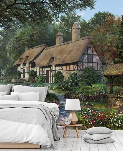 hübsches Reetdachhaus und Garten Tapete hübsches Reetdachhaus und Garten Tapete