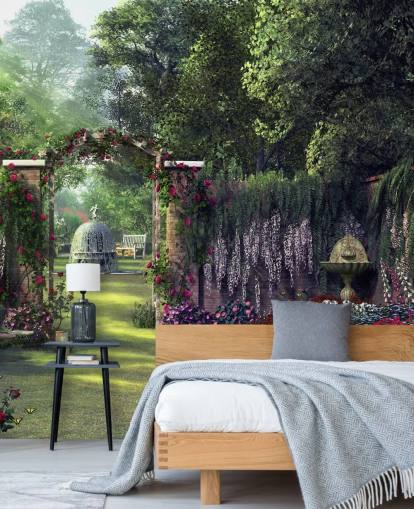 carta da parati colorata giardino facciata