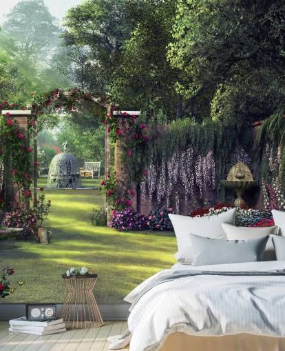 carta da parati colorata giardino facciata