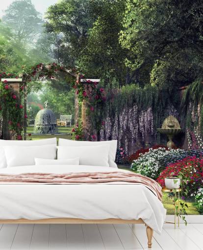 carta da parati colorata giardino facciata