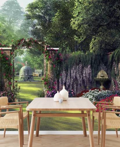 colourful facade garden wallpaper