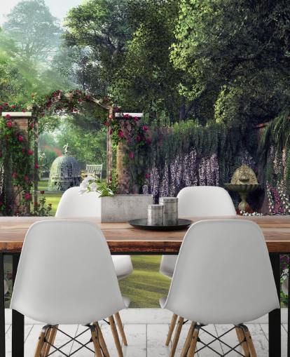 carta da parati colorata giardino facciata