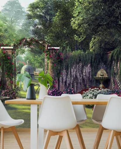 colourful facade garden wallpaper colourful facade garden wallpaper