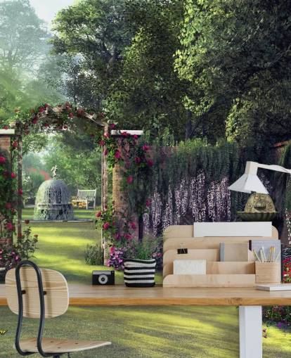 colourful facade garden wallpaper