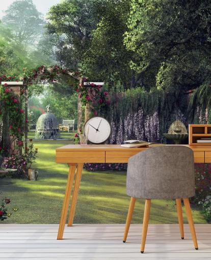 colourful facade garden wallpaper