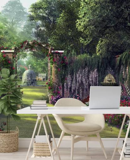 carta da parati colorata giardino facciata