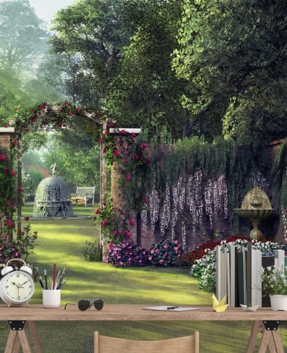 colourful facade garden wallpaper