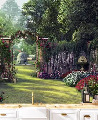 colourful facade garden wallpaper colourful facade garden wallpaper