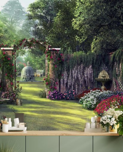 papel de parede colorido fachada jardim