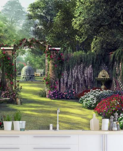 carta da parati colorata giardino facciata